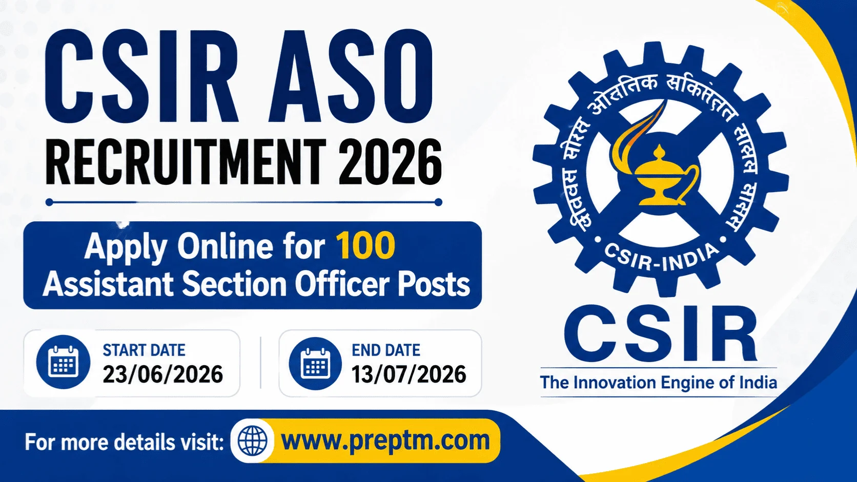 CSIR ASO Recruitment 2026: Apply Online for 100 Assistant Section Officer Posts